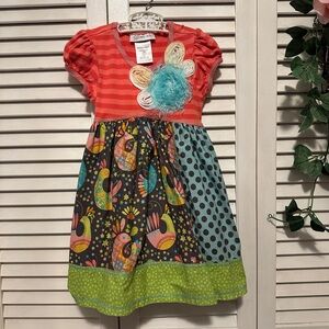 Bonnie Jean Colorful Dress with Stripes and Patterns